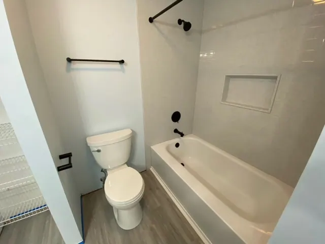 Finished tub and shower with a solid-surface surround, an Excel install in Chicagoland's south suburbs