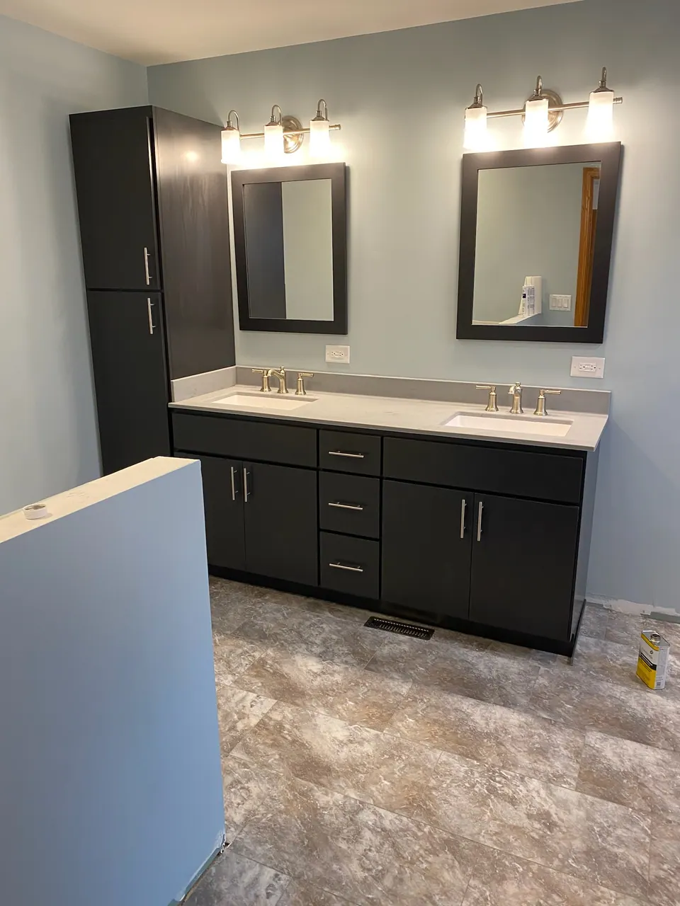 Finished bathroom vanity and cabinetry, an Excel install in Chicagoland's south suburbs