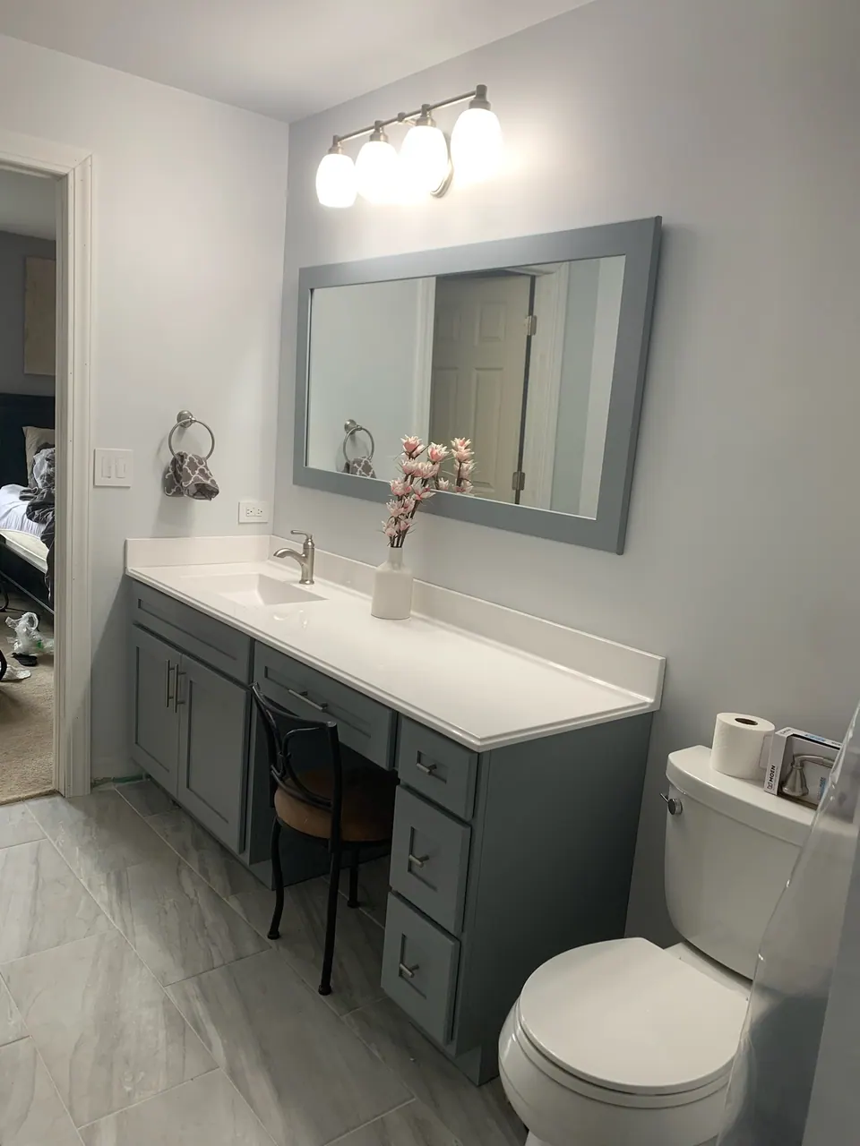 Finished bathroom vanity and cabinetry, an Excel install in Chicagoland's south suburbs