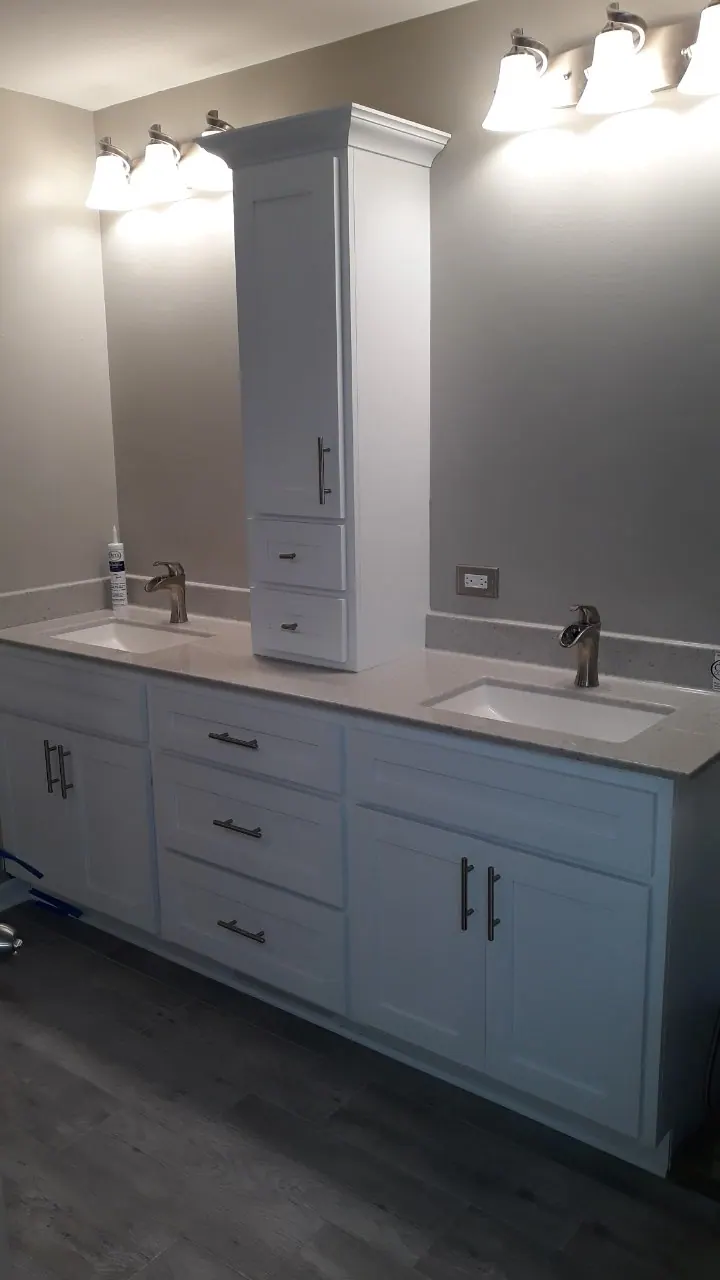Finished bathroom vanity and cabinetry, an Excel install in Chicagoland's south suburbs