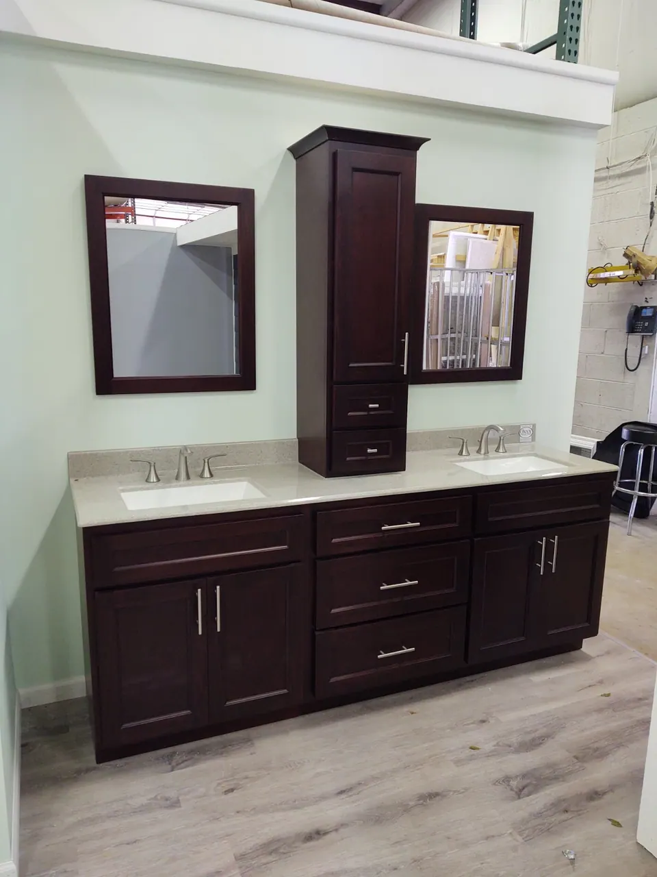 Finished bathroom vanity and cabinetry, an Excel install in Chicagoland's south suburbs