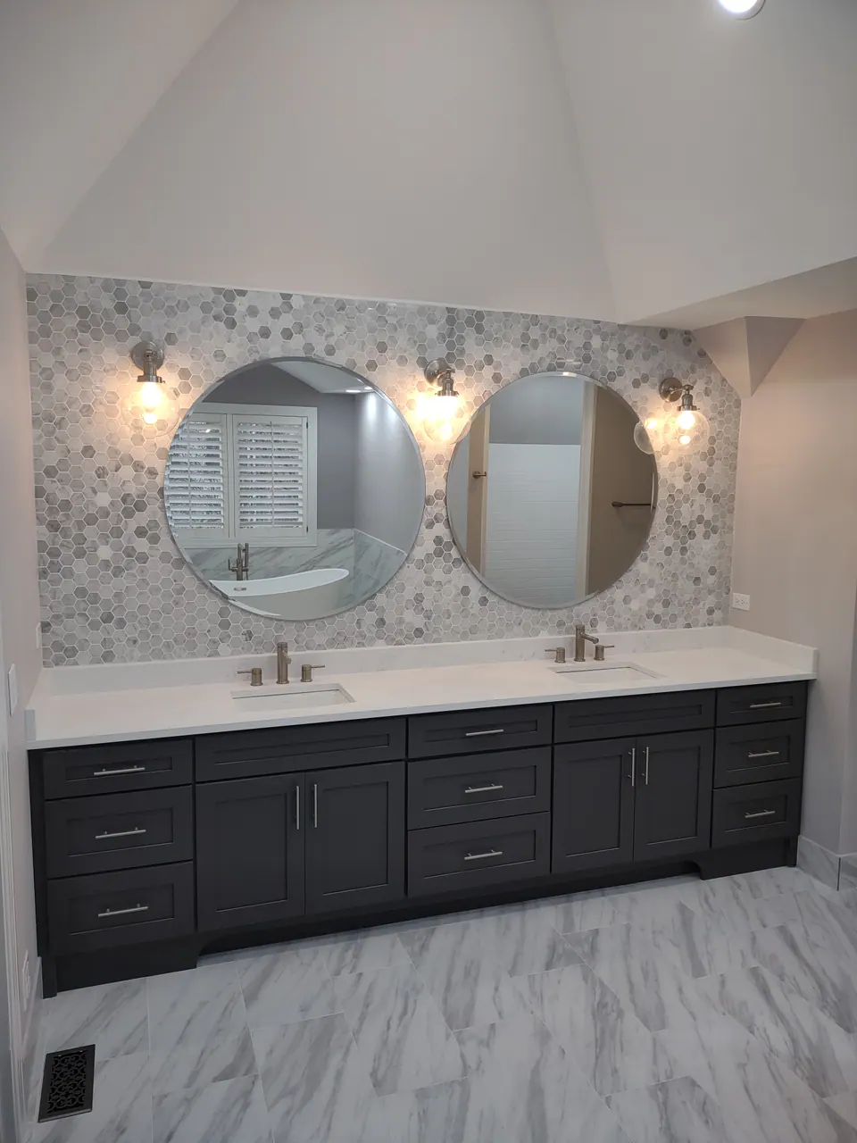 Finished bathroom vanity and cabinetry, an Excel install in Chicagoland's south suburbs