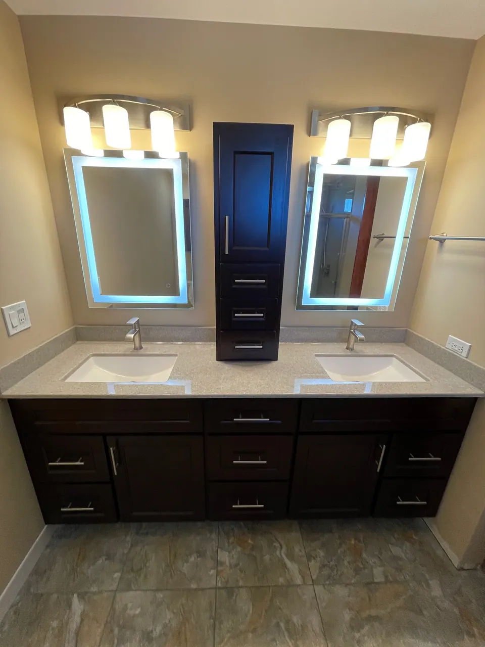 Finished bathroom vanity and cabinetry, an Excel install in Chicagoland's south suburbs