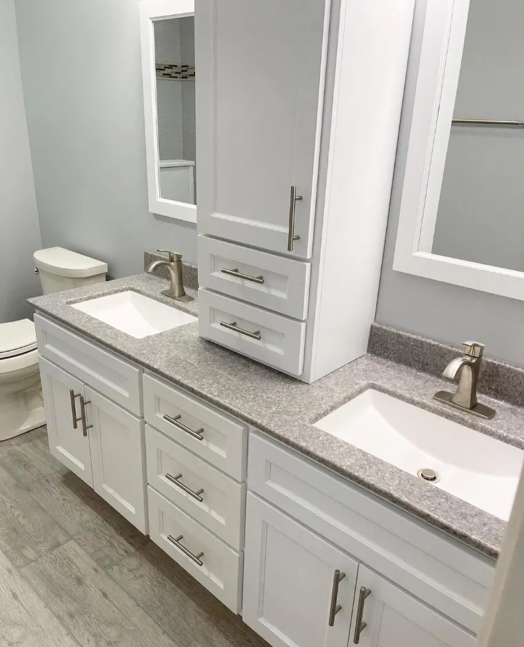 Finished bathroom vanity and cabinetry, an Excel install in Chicagoland's south suburbs