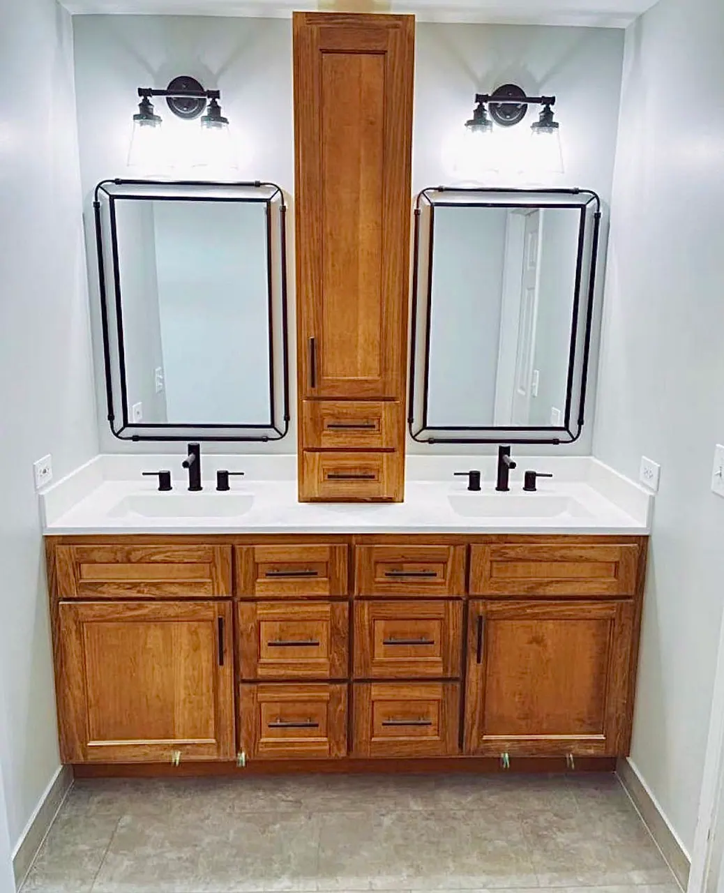 Finished bathroom vanity and cabinetry, an Excel install in Chicagoland's south suburbs