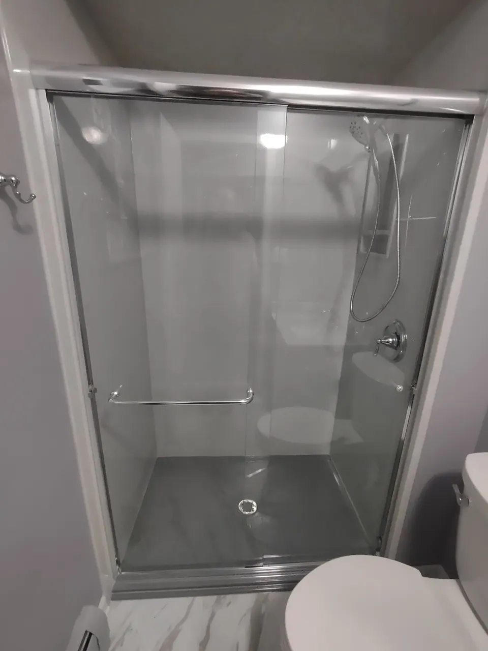 Finished walk-in shower, an Excel install in Chicagoland's south suburbs