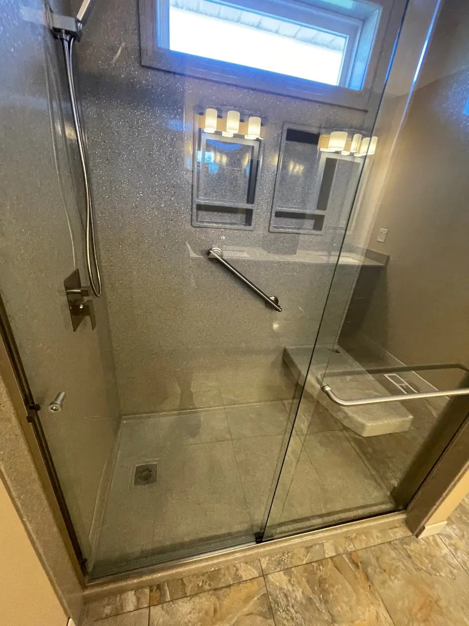Finished walk-in shower, an Excel install in Chicagoland's south suburbs