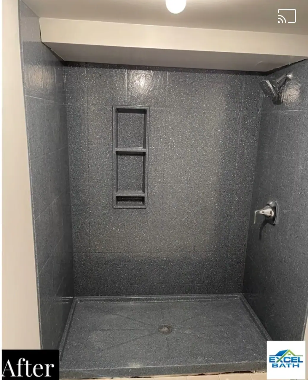 Finished walk-in shower, an Excel install in Chicagoland's south suburbs