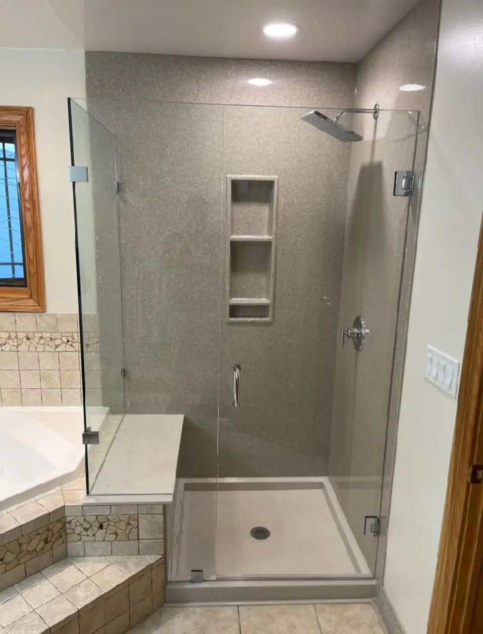 Finished walk-in shower, an Excel install in Chicagoland's south suburbs