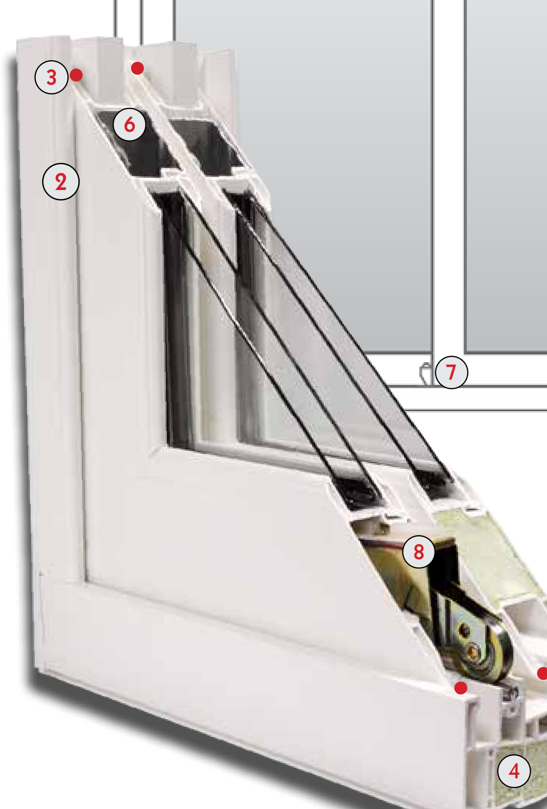 Soft-Lite Kingsroyal patio door frame — cutaway detail